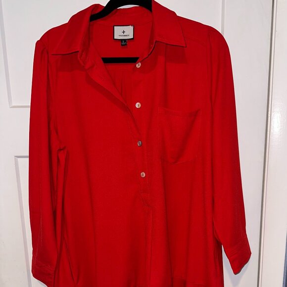 Tuckernuck Dresses & Skirts - Tuckernuck  L Red Crepe Callahan Shirt Dress, Never Worn